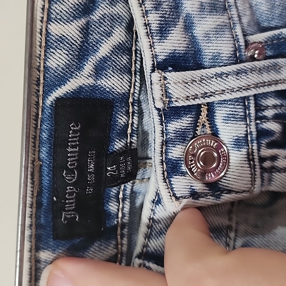 Juicy Couture Melrose Wash Indigo Studded Chain Girlfriend Jeans Women's 24 NWT - Picture 5 of 6